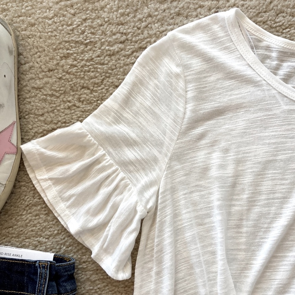 White Tie Front Short Sleeve Tee - Picture 4 of 7